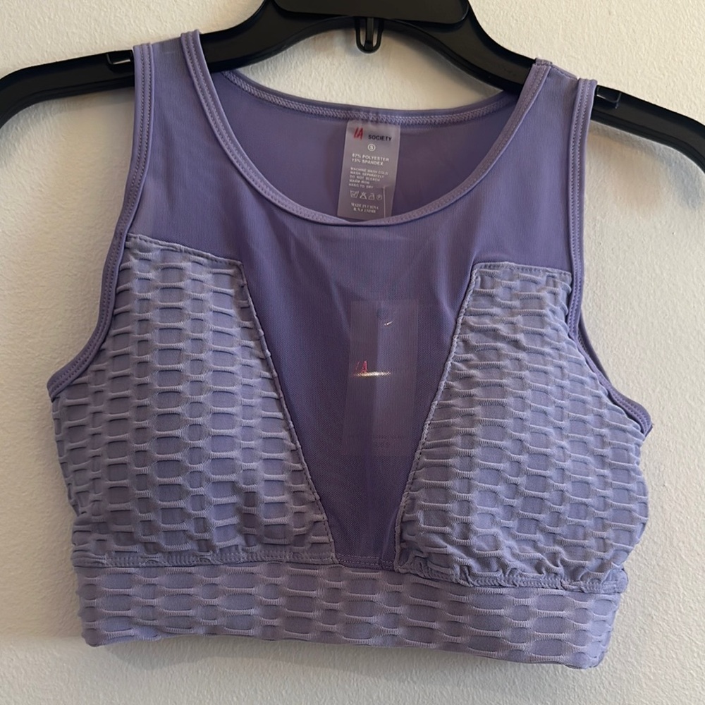 LA SOCIETY Purple Sports Bra with Mesh Ventilation